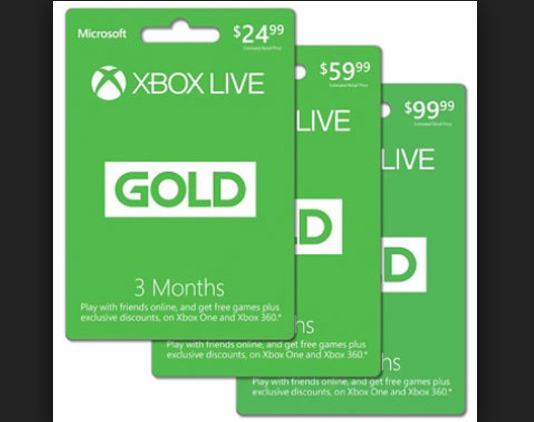xbox live gold membership gift card