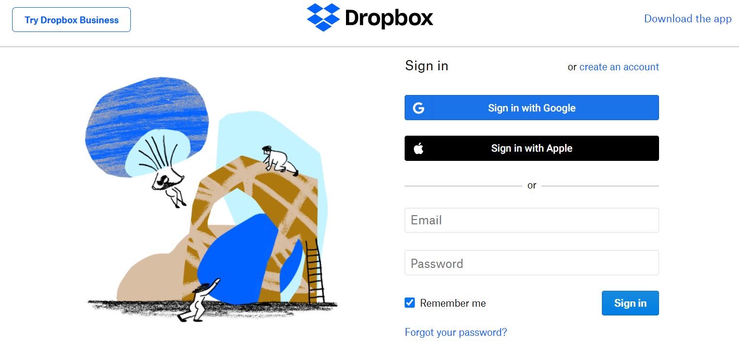 dropbox login security